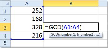 Hướng dẫn sử dụng hàm GCD trong Excel